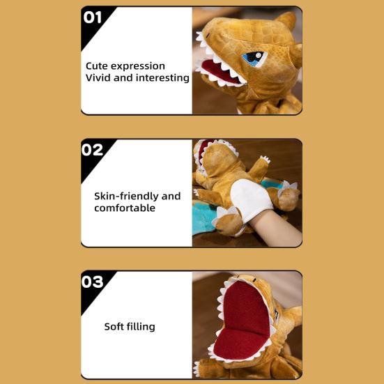 Interactive Dinosaur Hand Puppet Interactive Moving Mouth Plush Toy Educational Storytelling Prop for Kids
