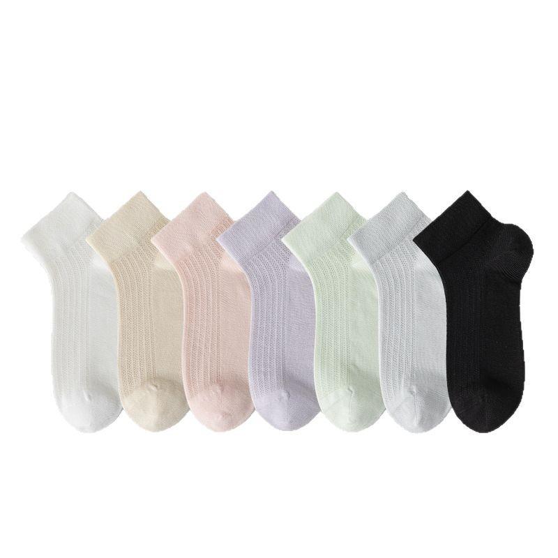 5 Pairs of Women's Summer Mesh Breathable Thin Cool Mid Calf Socks