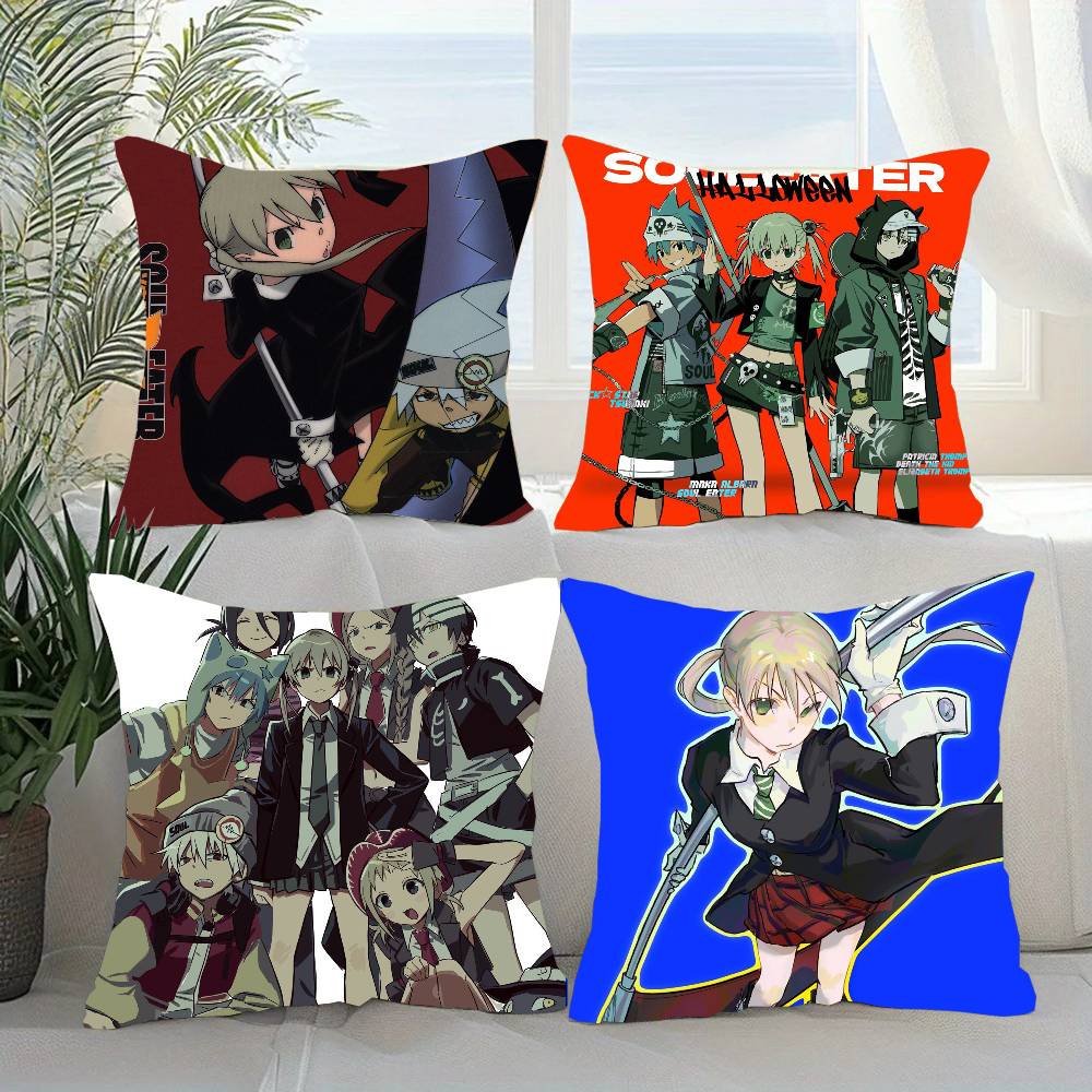 S-Soul E-Eater Animation Pillow Case Fashion Square Pillowcase Bedroom Sofa Room Ins Decoration Leisure