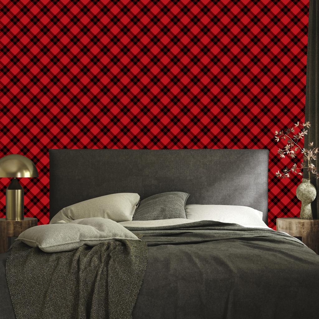 Red Checkered Wallpaper for Living Room and Bedroom 50x1000