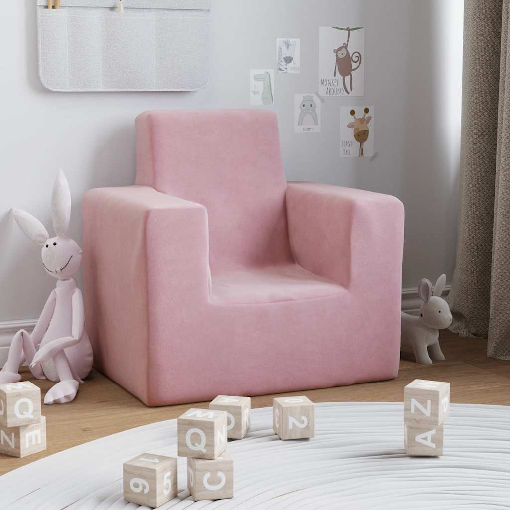 Kids Sofa Pink Soft Plush