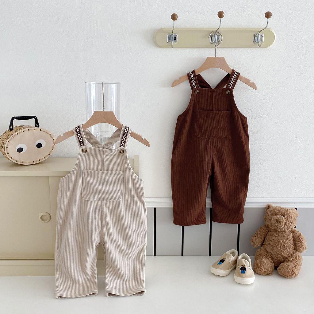 Korean Style Corduroy Unisex Children's Overalls - Trendy, Comfortable, & Casual for Spring & Autumn