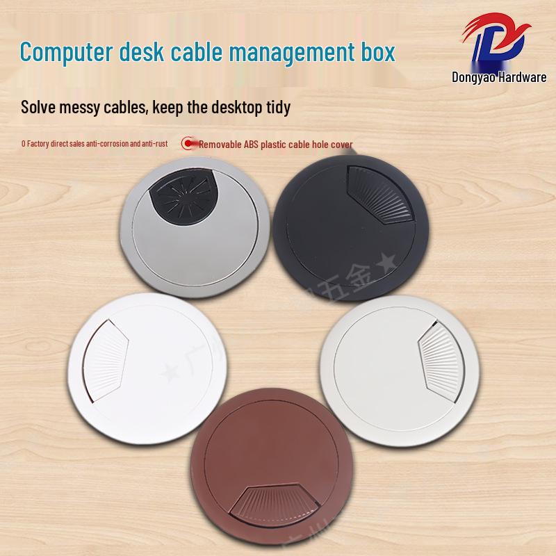 Computer Office Desk Grommet Cover - Round Plastic Wire Box