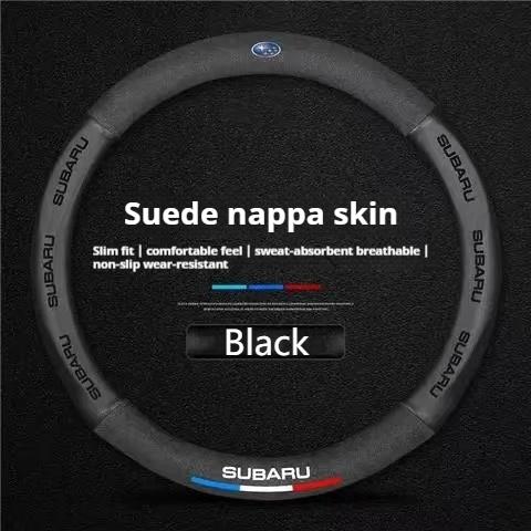 For Subaru STI Brz Wrx Xv Ascent Forester Outback Impreza Legacy Car Suede 3D Coining Logo Antislip Leather Steering Wheel Cover mfi1