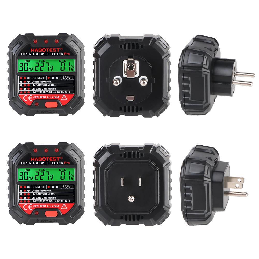 Ground Zero Tester de Polaritate Fază Ștecăr Linie Ștecăr US EU Test RCD GFCI Tester Priză AC Detector Priză Test Tensiune 90-250V