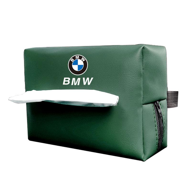 CTCE1 Leather Car Tissue Box Sun Visor Seat Back Hanging Bag For BMW Performance F30 I4 X3 F10 E90 F20 E46 E60 E70 E39 E36 E87 X7 E92