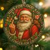Funny Middle Finger Santa Christmas Ornament Naughty Acrylic Christmas Tree Hanging Ornaments for Window Wall Fireplace Home Tree Decor