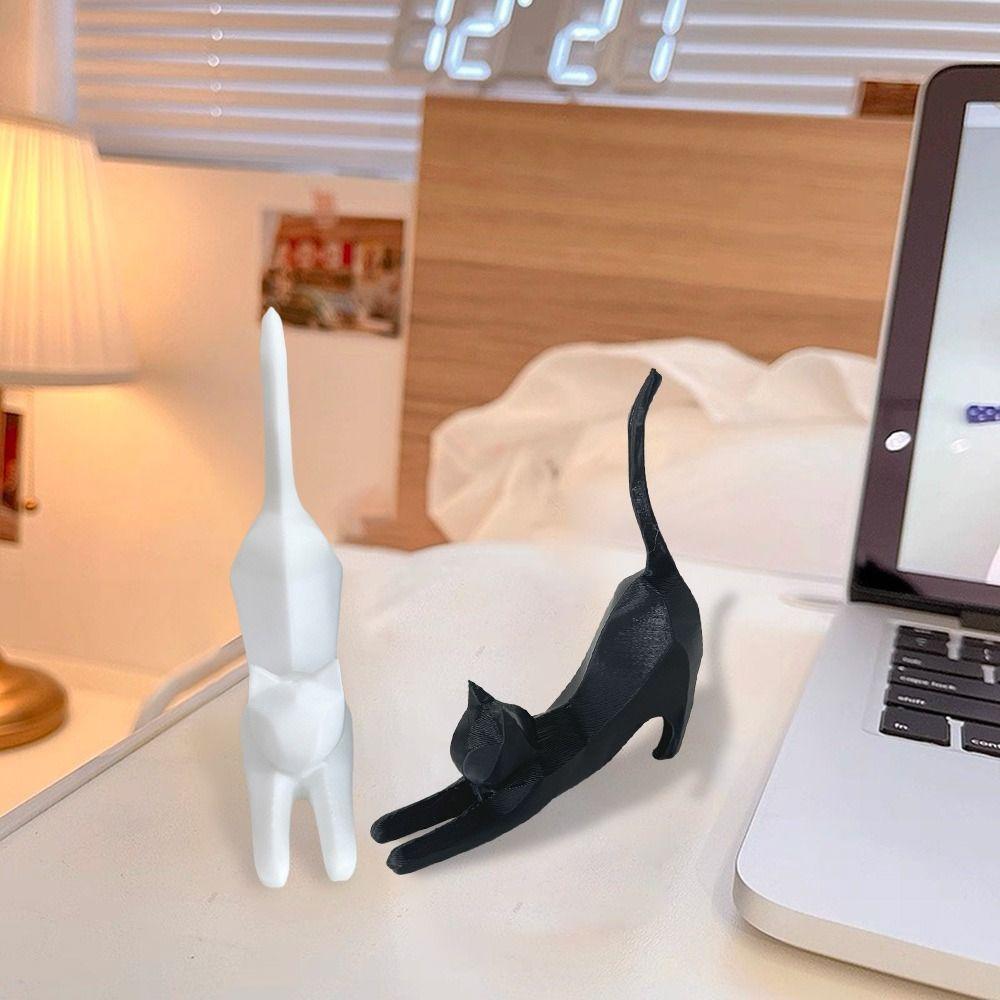 Stretching Kitten Funny Cat Ornaments Carved Kitten Statue Creative Miniature Figurines Garden