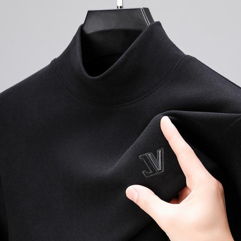 Men's Double-Sided Long-Sleeve Slim-Fit De-Rong Sweatshirt, Round Neck, Warm for Autumn and Winter