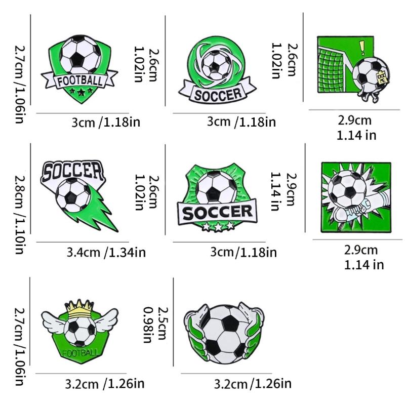 8PCS Elegant Soccer Themed Brooches Zinc Alloy Safety Corsage Pin Souvenir Perfect For Gifting And Event