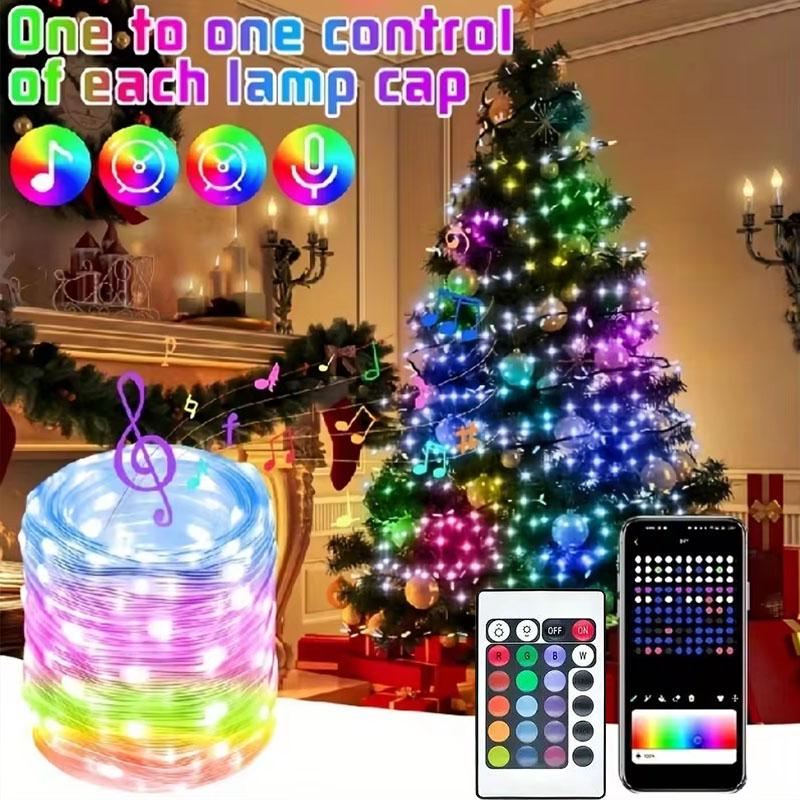 

Светодиодная RGB гирлянда WS2812B, адресуемая лента Dreamcolor со Smart IC, с управлением через приложение и пульт дистанционного управления для DIY, для вечеринки в саду, рождественского декора 5m