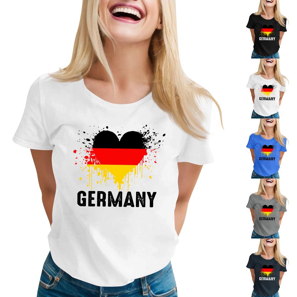 Women's Oversized Graphic T-Shirt with German Soccer Theme - Casual Loose Fit Short Sleeve Top for Fan and Daily Wear