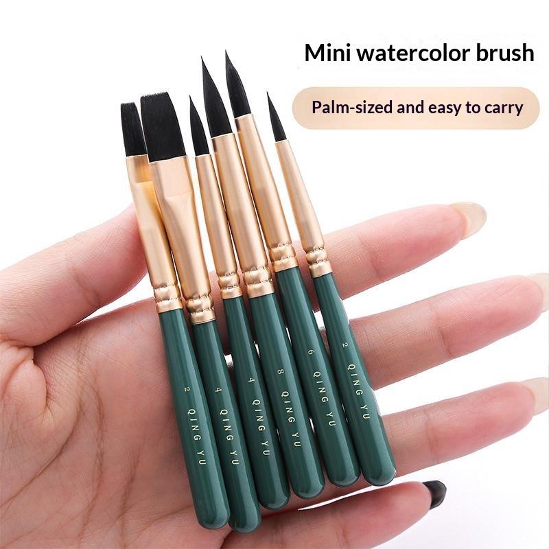 

6 шт. Нейлоновые многофункциональные кисти для рисования Акварельная кисть Мини Свеже-зеленая кисть Для студентов Художественное рисование Школьные канцелярские принадлежности