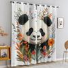 Vintage Watercolor Floral Giant Panda Full Print Window Curtains Grommet Top Nature Style Decorative Curtains