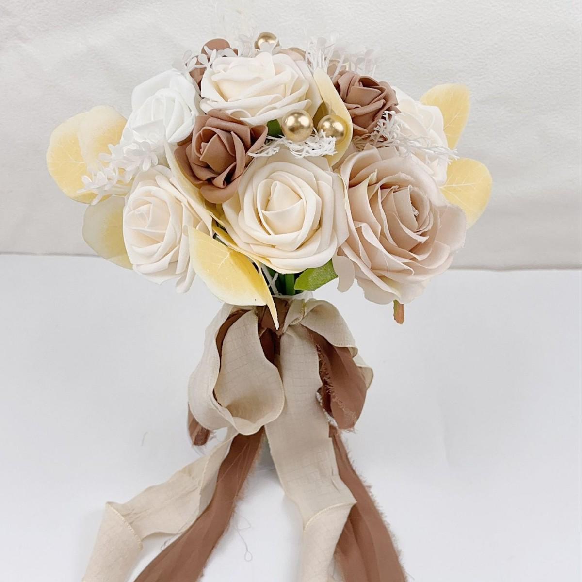 

Богемный кофейно-розовый искусственный свадебный букет для фотосъемки