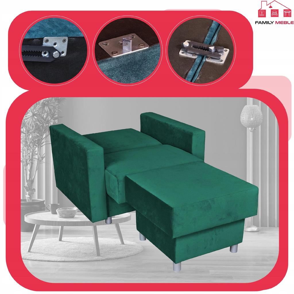 Alicja Sofa Bed with Storage Family Meb Bottle Green