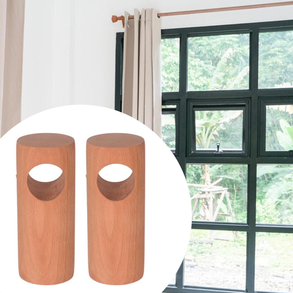 2 Pieces Curtain Rod Holders Brackets Wood Minimalist Window Hooks Wall Ceiling