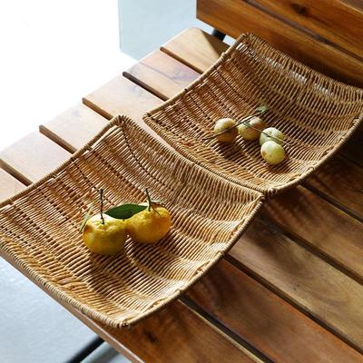 Cesto Contenitore in Rattan Intrecciato a Mano Vassoio in Vimini Cesto da Picnic Piatto per Pane Cibo Frutta Torta Scatola per Oggetti Vari Vassoio Decorazione Cucina Frutta