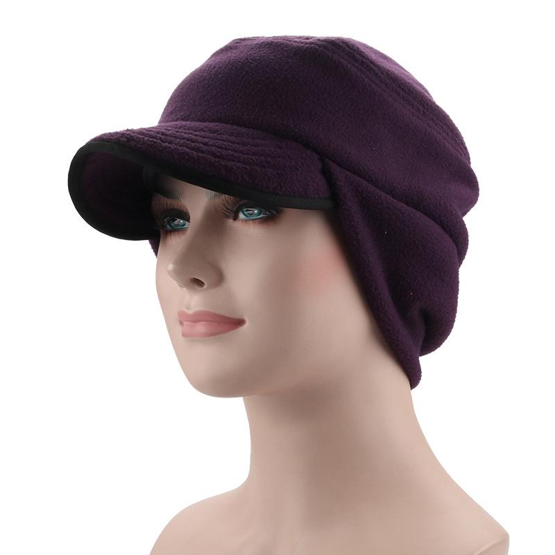 

Кепка с коротким козырьком Мужская зимняя велосипедная термошапка Женская защита для ушей Ветрозащитная флисовая шапка Защита для ушей L（58-60cm） темно-фиолетового