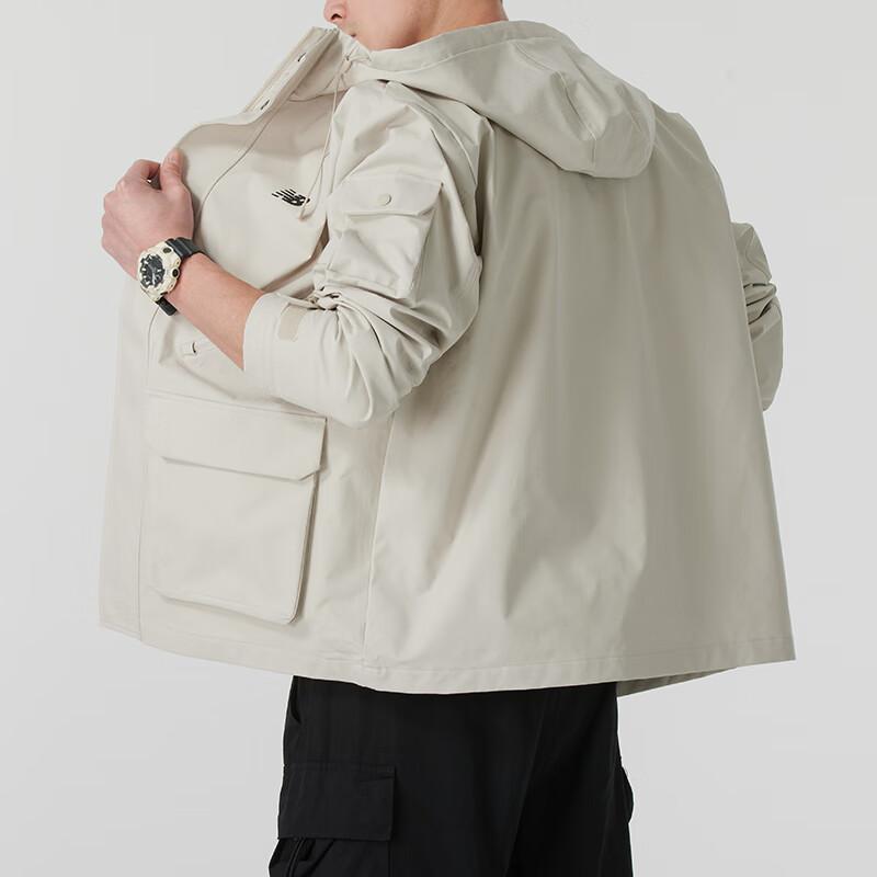 New Balance Jackets Men's Beige Hooded Moderate Other AMJ51325-TWF