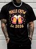Unisex Short Sleeve T Shirt Malle Crew Beer Mug Graphic Tee Party Print Tops Summer Soft Cotton Casual Street Wear For Adult Male