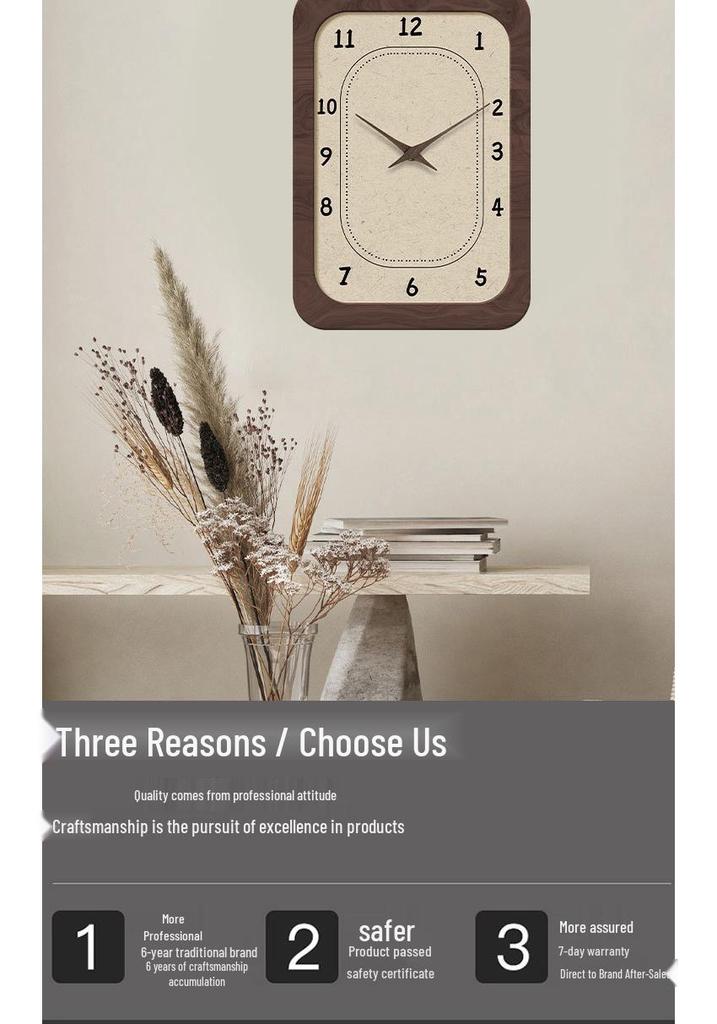 12-Inch British Style Crystal Porcelain Wood Silent Wall Clock for Living Room