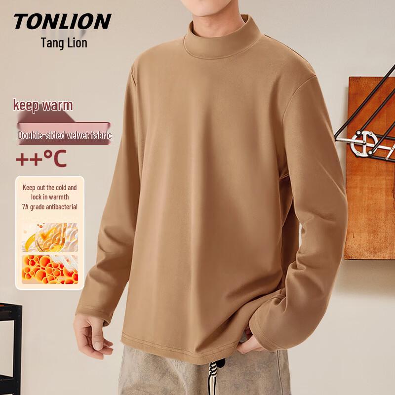 TonLion Men s Fleece-Lined Semi-High Collar Thermal T-shirt 2XL