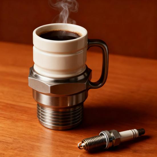 Spark Plugs Ceramic Mug Large Capacity Handcrafted Cup for Coffee & Tea Unique Gift for Mechanics Car Enthusiasts