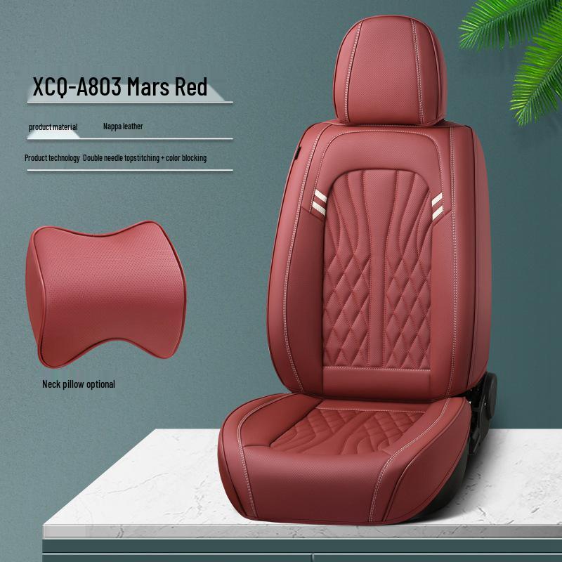 All-Season Nappa Leather Car Seat Cushion - Breathable, Perforated Universal Cover
