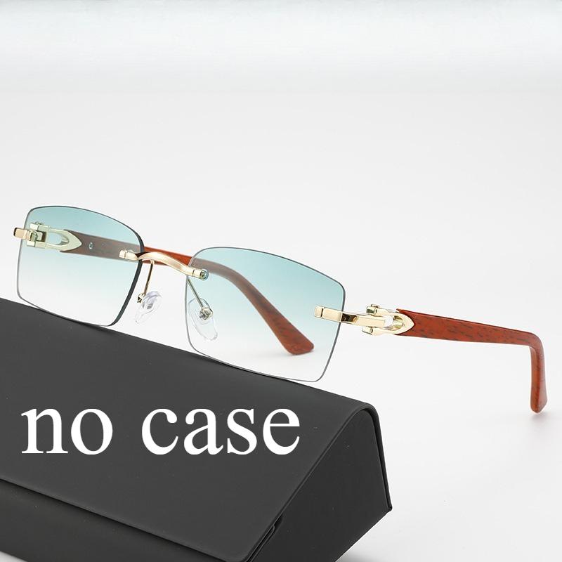 

Fashionable Frameless Sunglasses with Ocean Panels, Trimmed Wood Grain, Leg Frames, Retro Men s and Women s Sunglasses зелёный