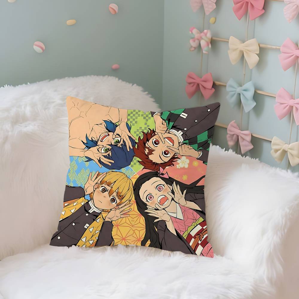Amine K-Kimetsu No Yaibas Case Plush Fabric Soft Pillowcase Double Sided Print Cushion Cover Household Gifts