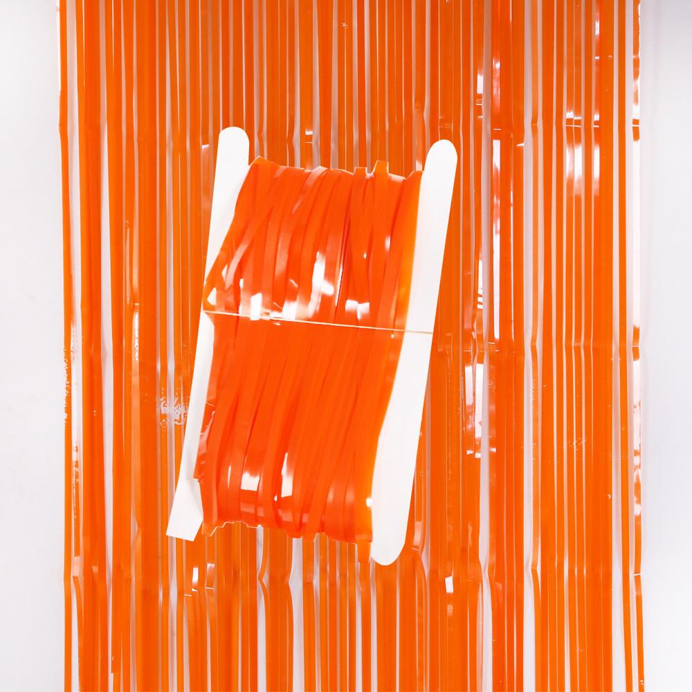 Unique Halloween Macaron Orange And Black Rain Curtain For Eye-catching Party Decor 1m Orange