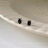Minimalist Black Rectangular Zircon Small Silver Needle Versatile Stud Earrings, Mini Version Earrings Yiwu Jewelry