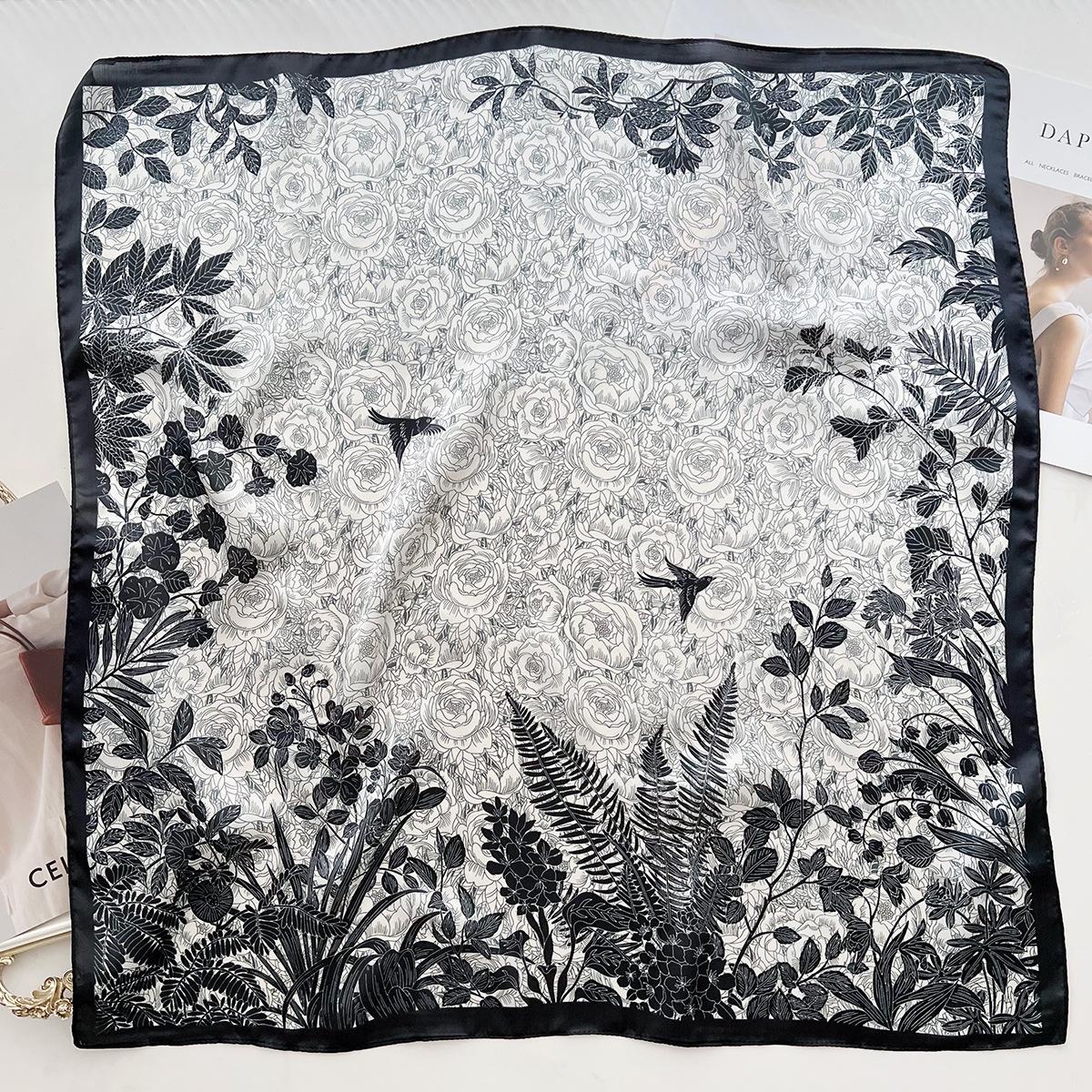 

70 см Внешний Имитация Шелка Квадратный Шарф Тонкий Растение Цветок Шелковый Шарф Женский Профессиональный Шарф 66cm