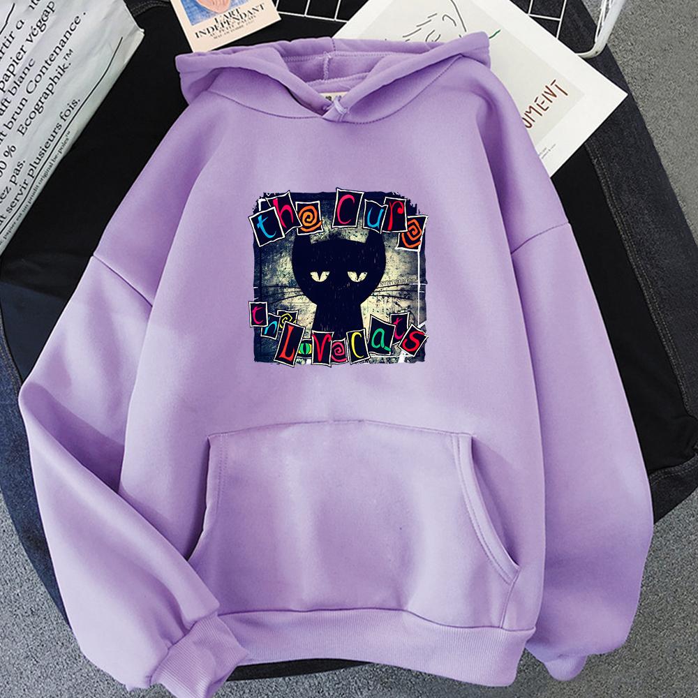 The Cure Love Cats Hoodies Mens Hip Hop Gothic Streetwear Sweatshirts for Winter/Autumn Cartoon Print Male Pullovers Clothes Man