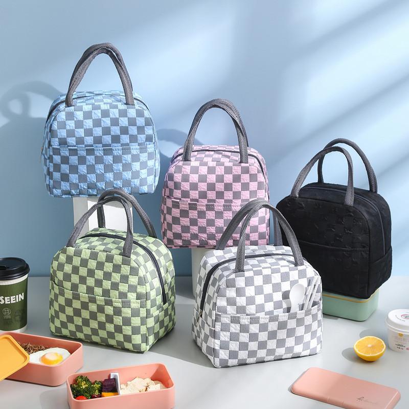 Multi-functional Bubble Grid Oxford Fabric Thermal Lunch Bag With Waterproof Feature