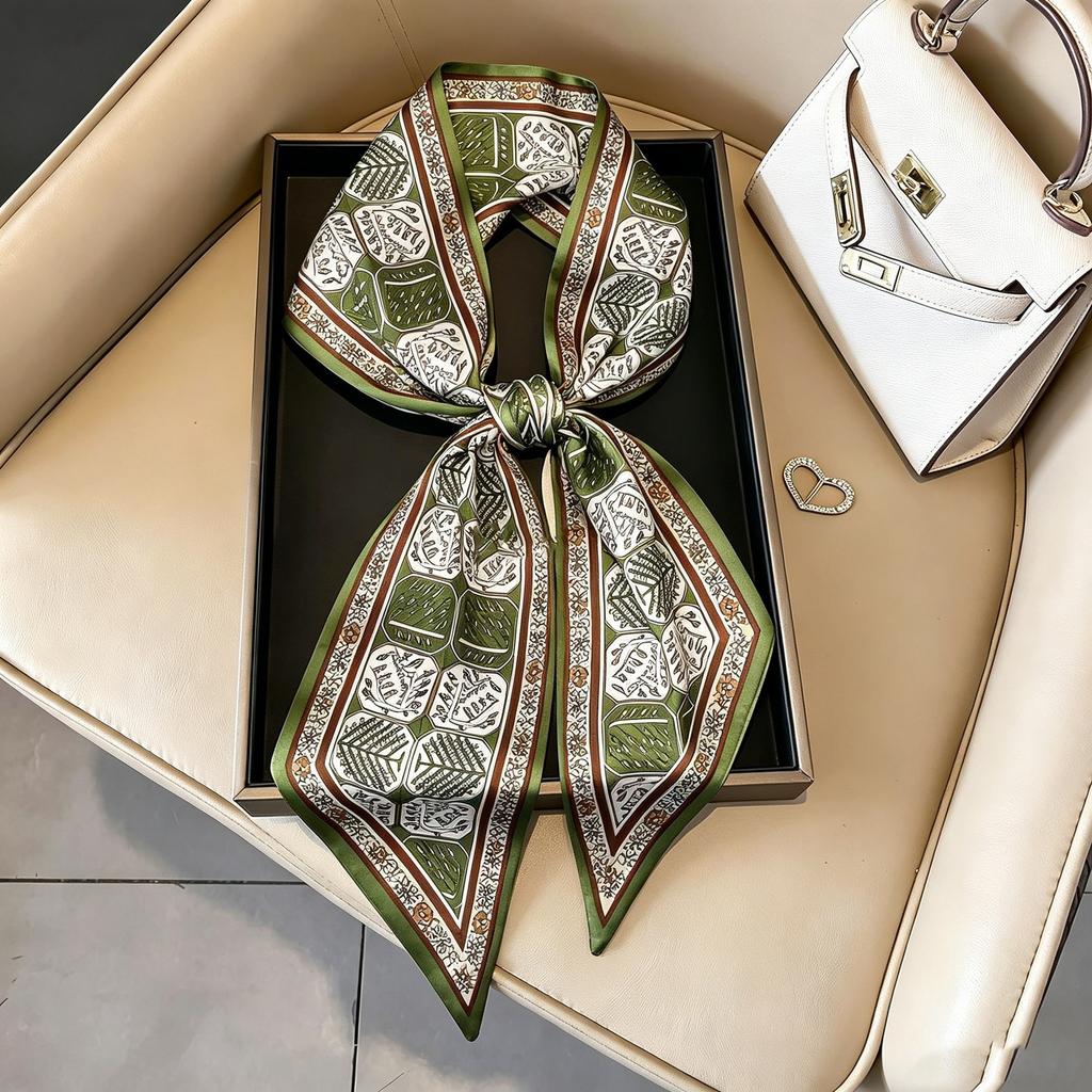 Art French Polka Dot Long Silk Scarf Femininity Versatile High Sense Spring and Autumn New with Shirt Scarf Belt