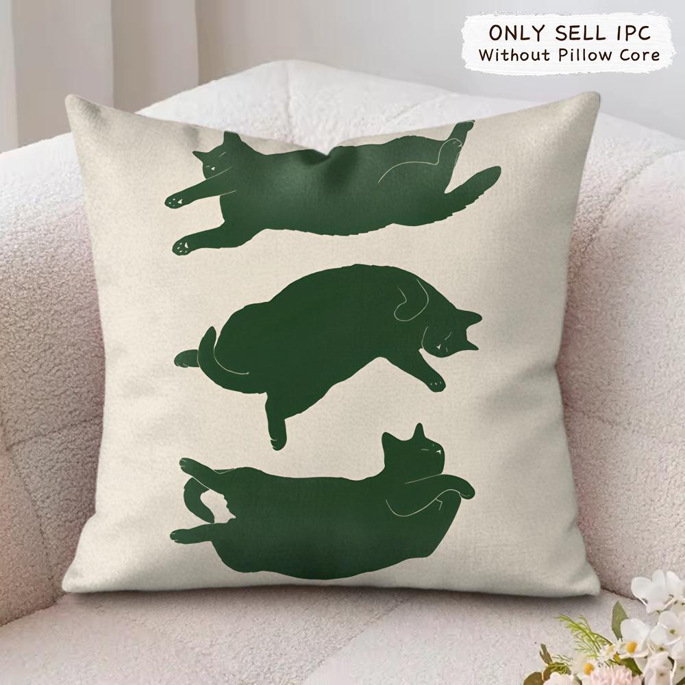 Minimalist Sleepy Cats Cushion Cover Soft Plush Fabric DoubleSided Printed Cushion Covers for All Seasons Modern HomeDecor Gift