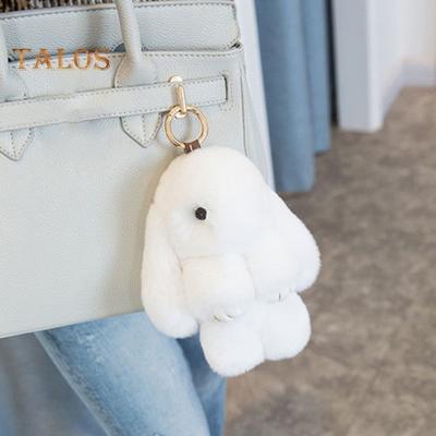 Bunny Shape Charm Keychain Faux Fur Rabbit Keyring Bright Color Car Key Holder Bag Wallet Accessory