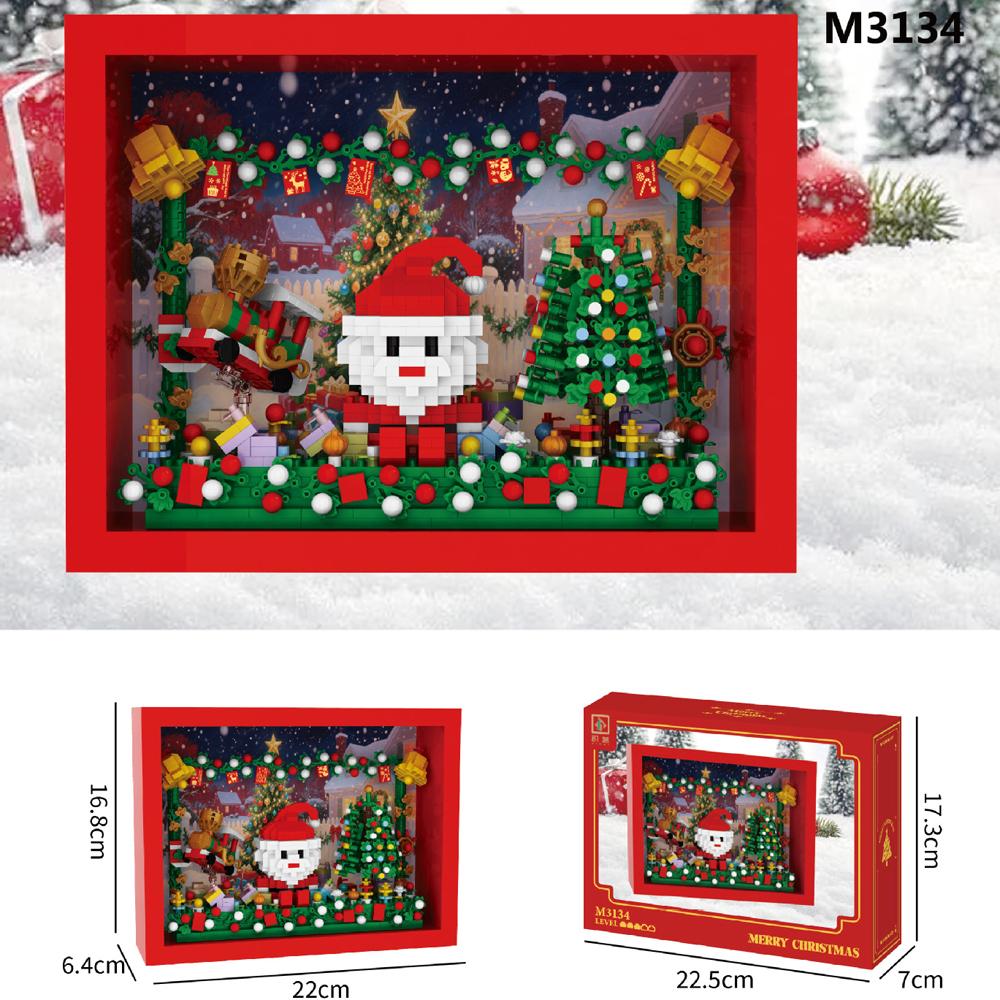 Idea Arts Micro Diamond Block Home Furnishing Nanobrick Flower World 3D Photo Frame Toy Building Brick With Light For Girl Gifts