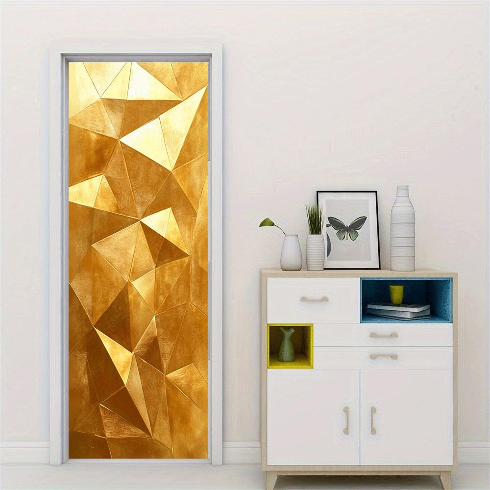 2pcs Modern Light Luxury Geometric Three-dimensional Gold Foil Wall Stickers, Living Room Entrance, Bedroom Background Wall Deco