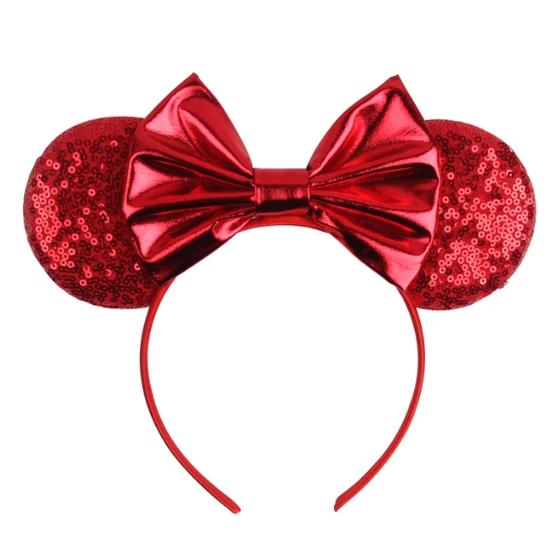Mouse Ears Headband For Girls Adults 5'' Sparkly Sequin Bow Hairband Festival Party Travel DIY Hair Accessories
