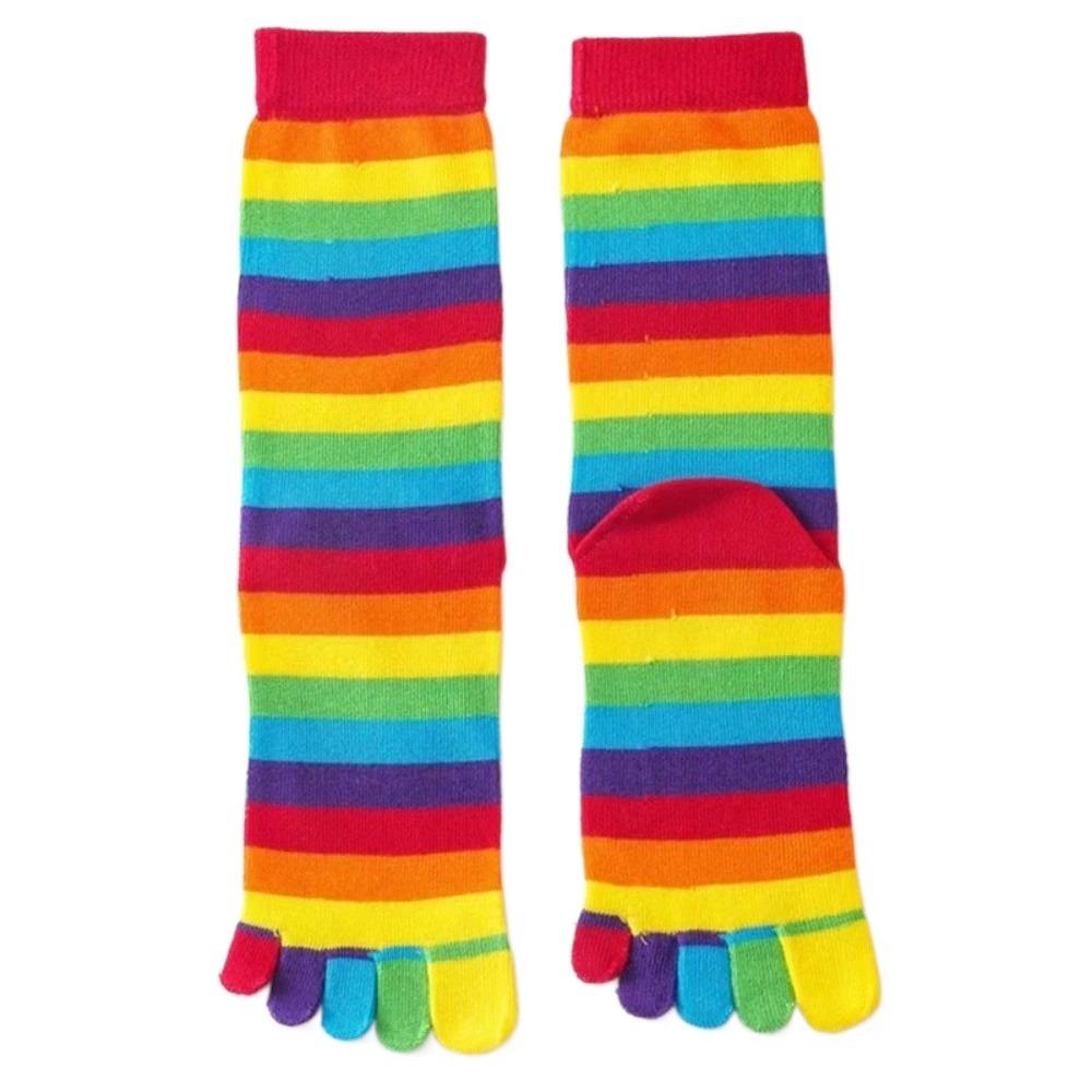 1 Pair Comfort Cotton Middle Tube Socks Colorful Women Toe Socks New Pilates Socks