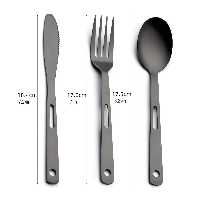 6-Piece Stainless Steel Outdoor Tableware Set Durable Portable and Easy To Clean Cutlery for Camping Picnic