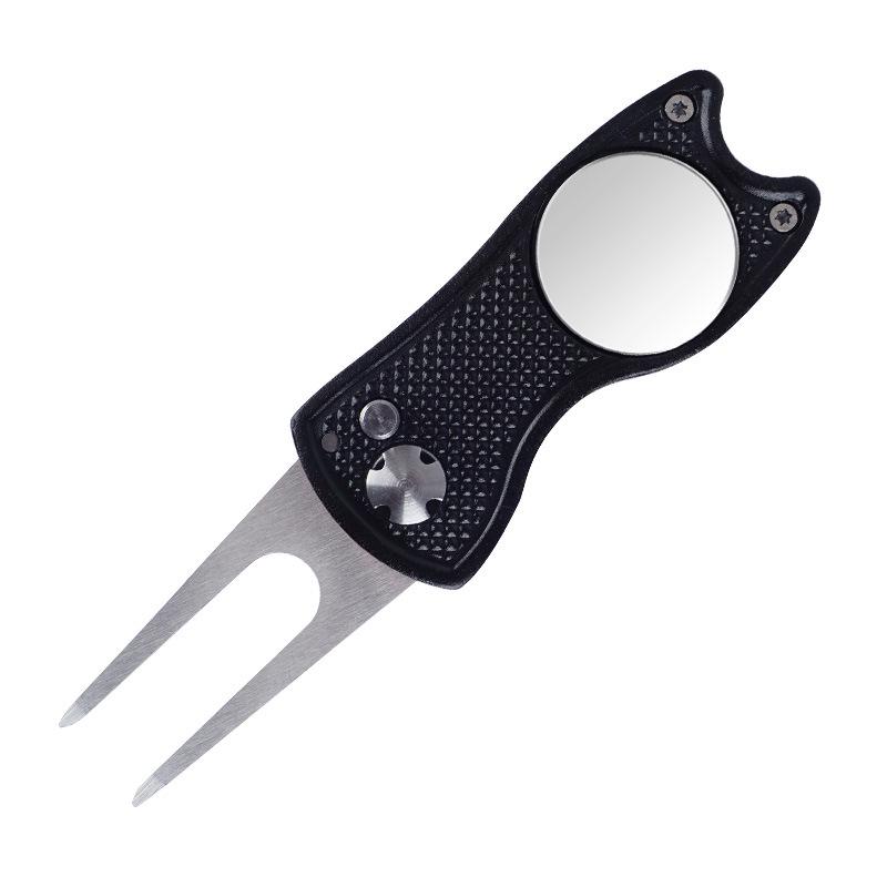 In-Stock Aluminum Folding Golf Divot Tool with Logo - Compact Course Fork & Gift Accessory