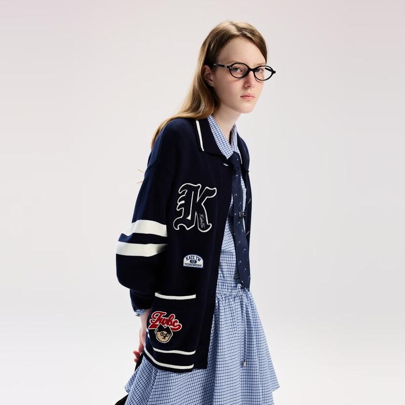 Teenie Weenie Women's Bear Letter Polo Knitted Cardigan