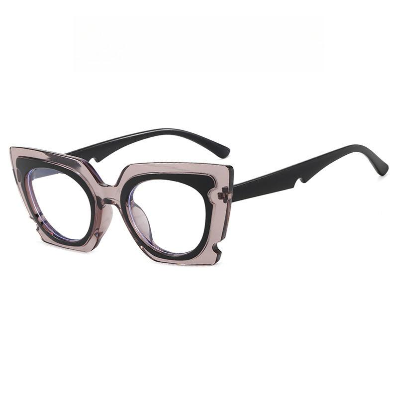 Unique Oversized Cat-Eye Plain Glasses Fashionable Cutout Design Ins Decorative Blue Light Blocking Non-Prescription Eyewear