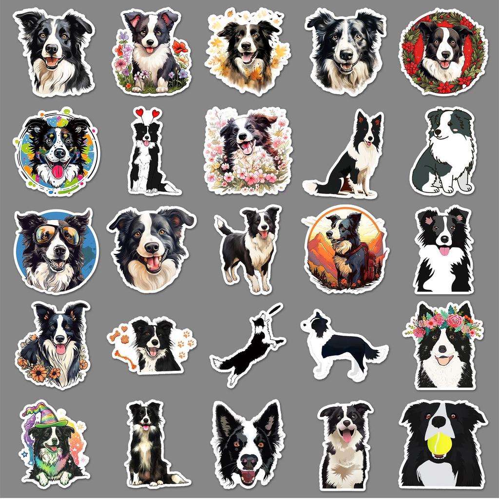 50 Border Collie Graffiti Stickers: Cartoon Dog Decorations for Phone Cases & Waterproof Suitcases