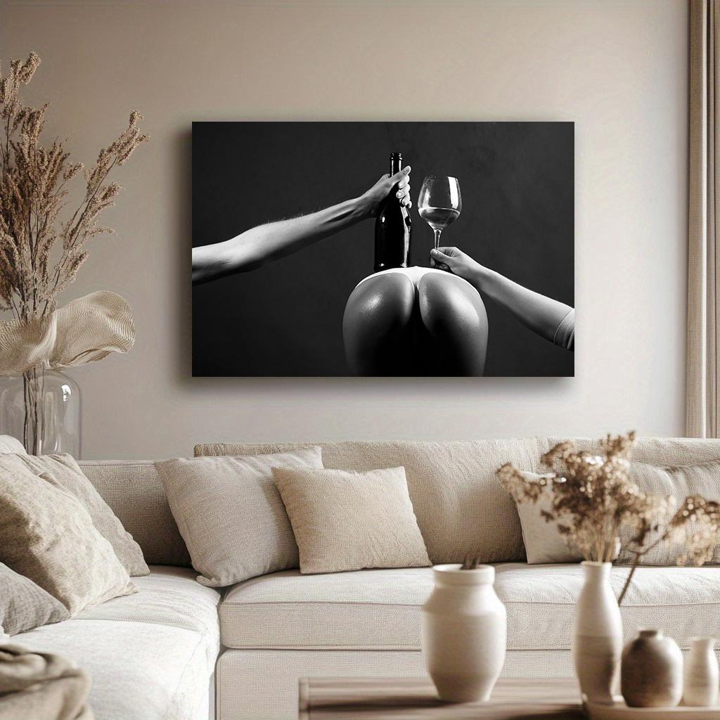 Modern Sexy Female Elegant Handheld Wine Glass Canvas Painting Women Poster Prints Wall Art Pictures Room Hallway Bathroom Decor