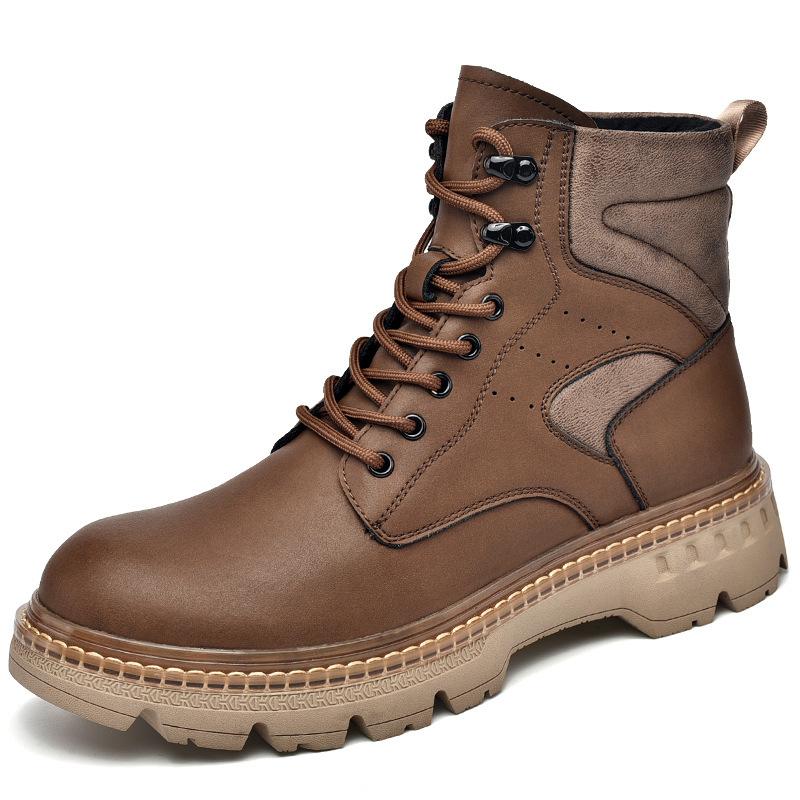 

Туфли мужские новые популярные кожаные туфли на толстой подошве со шнуровкой высокие мужские туфли ретро для спорта на открытом воздухе и отдыха ботинки Martin 38 коричневый